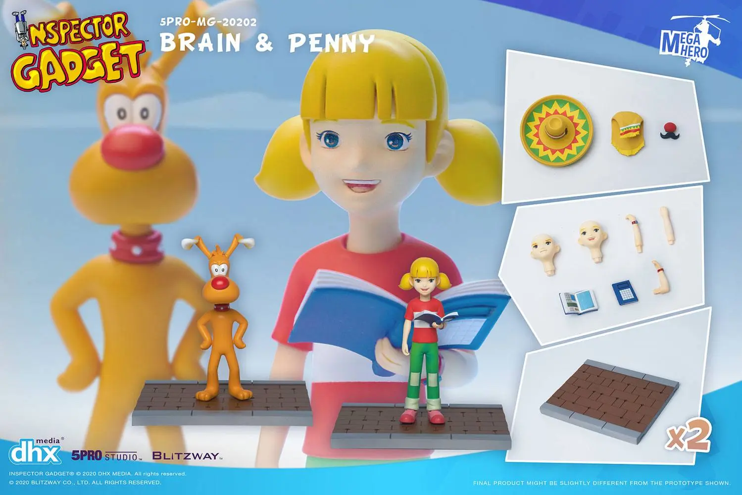 Inspector Gadget Mega Hero 2-Pack 1/12 Brain &amp; Penny akciófigura 11 cm termékfotó