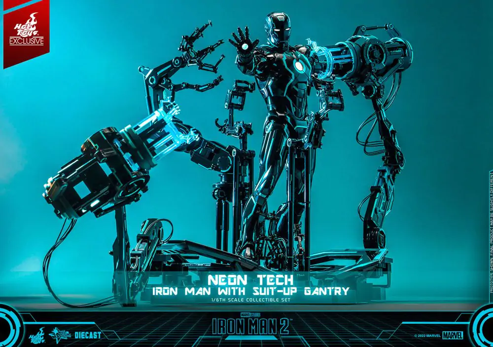 Iron Man 2 Actionfigur 1/6 Neon Tech Iron Man mit Suit-Up Gantry 32 cm termékfotó