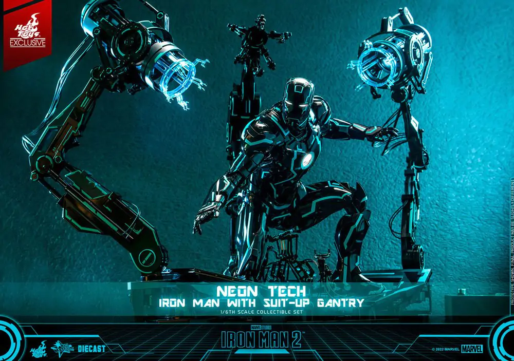 Iron Man 2 Actionfigur 1/6 Neon Tech Iron Man mit Suit-Up Gantry 32 cm termékfotó