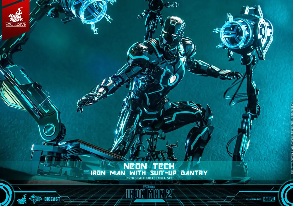 Iron Man 2 Actionfigur 1/6 Neon Tech Iron Man mit Suit-Up Gantry 32 cm termékfotó