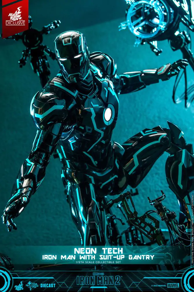 Iron Man 2 Actionfigur 1/6 Neon Tech Iron Man mit Suit-Up Gantry 32 cm termékfotó