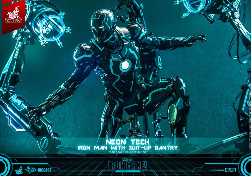 Iron Man 2 Actionfigur 1/6 Neon Tech Iron Man mit Suit-Up Gantry 32 cm termékfotó