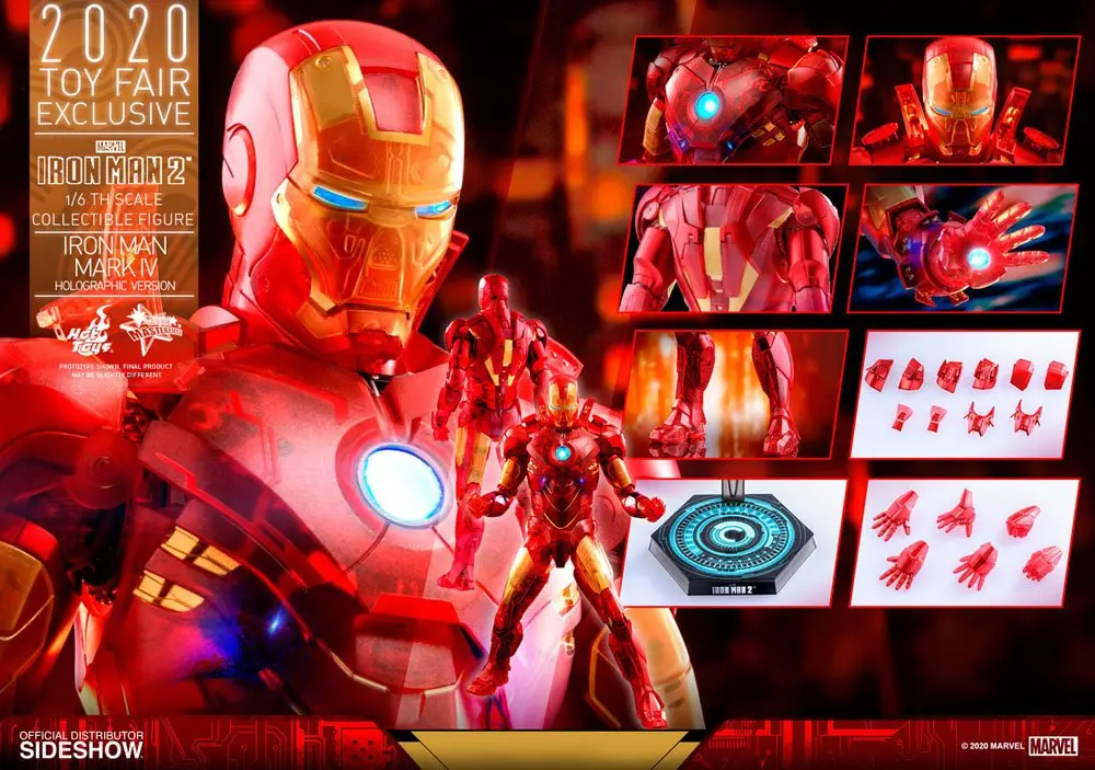 Iron Man 2 MM 1/6 Iron Man Mark IV (Holographic Version) 2020 Toy Fair Exklusive akciófigura 30 cm termékfotó