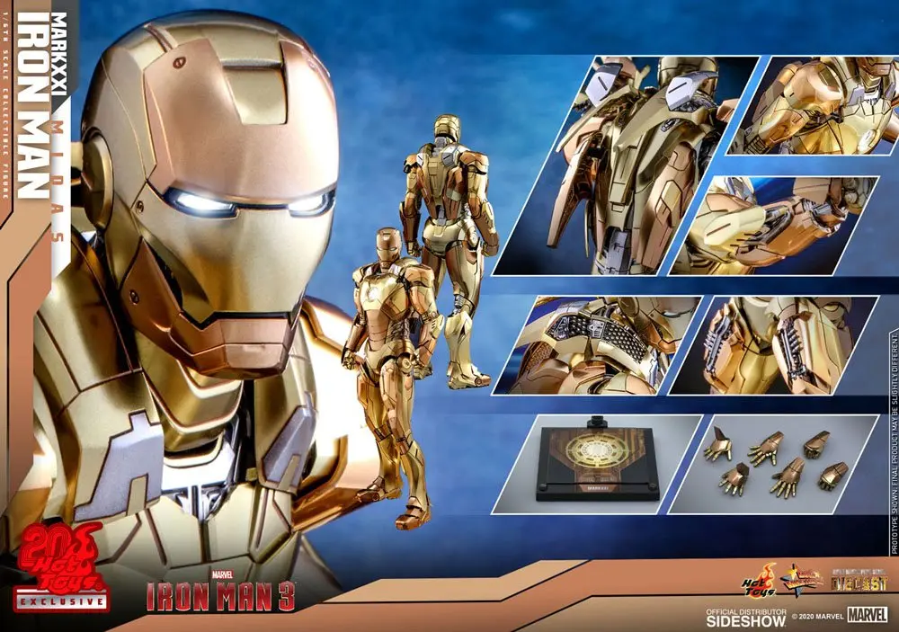 Iron Man 3 Movie Masterpiece 1/6 Iron Man Mark XXI Midas Hot Toys Exkluzív akciófigura 32 cm termékfotó