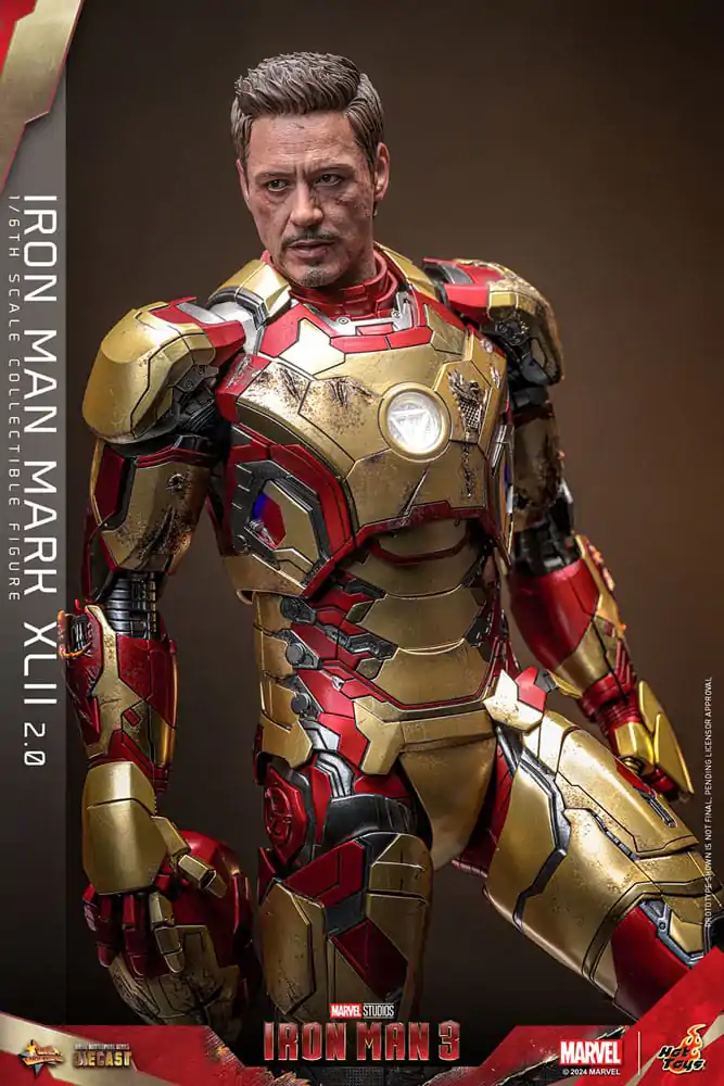 Iron Man 3 Movie Masterpiece Diecast 1/6 Iron Man Mark XLII (2.0) akciófigura 32 cm termékfotó