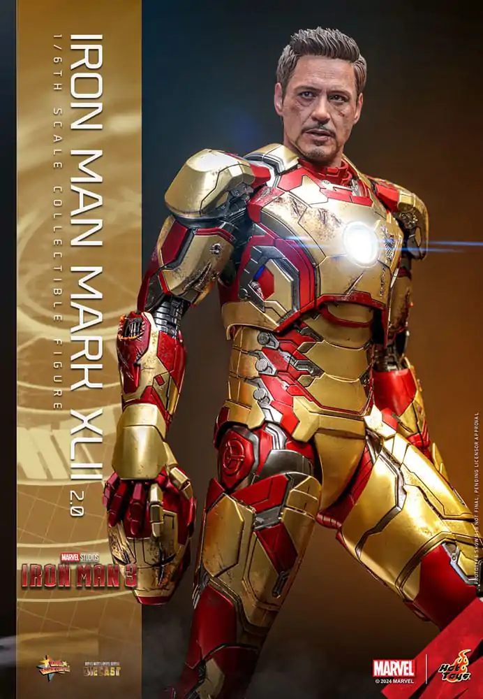 Iron Man 3 Movie Masterpiece Diecast 1/6 Iron Man Mark XLII (2.0) akciófigura 32 cm termékfotó