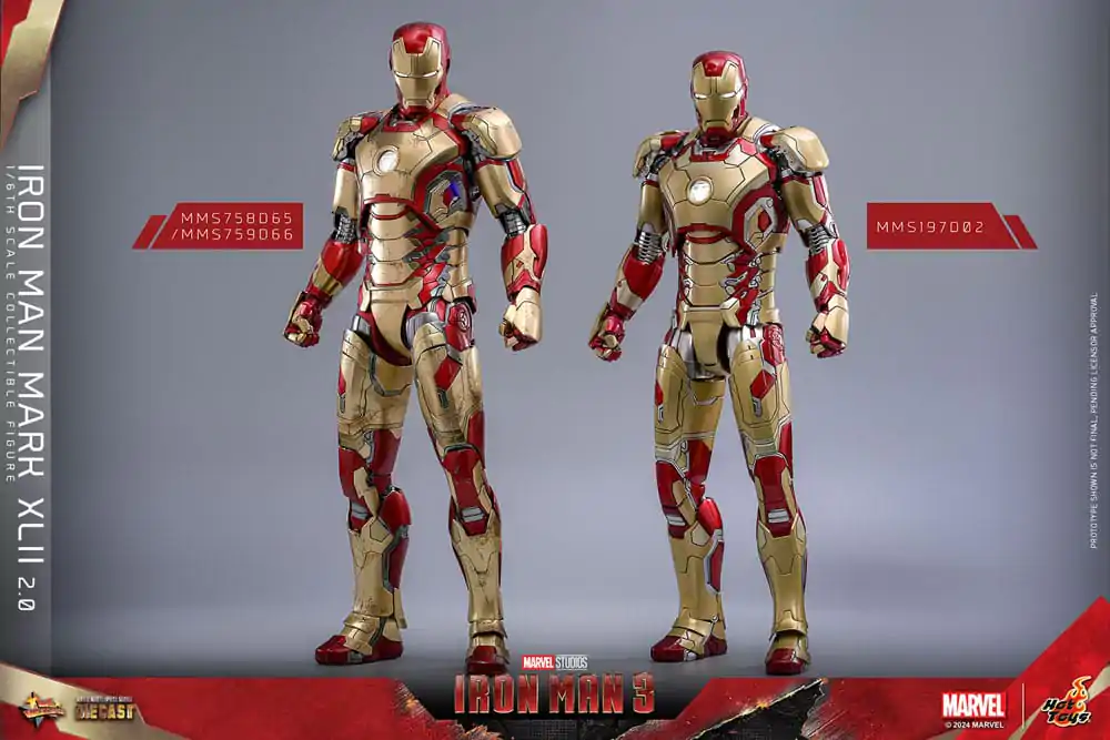 Iron Man 3 Movie Masterpiece Diecast 1/6 Iron Man Mark XLII (2.0) akciófigura 32 cm termékfotó