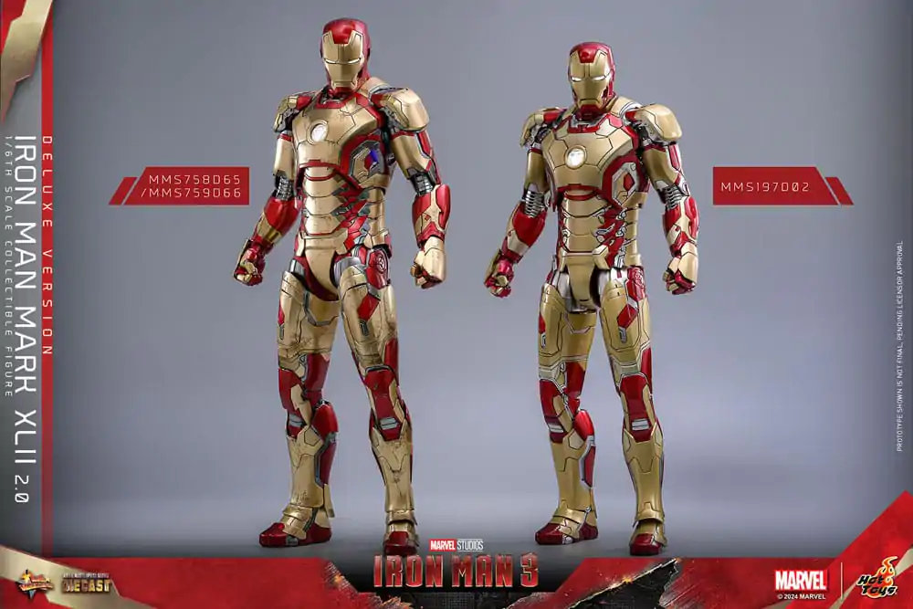 Iron Man 3 Movie Masterpiece Diecast 1/6 Iron Man Mark XLII (2.0) Deluxe akciófigura 32 cm termékfotó