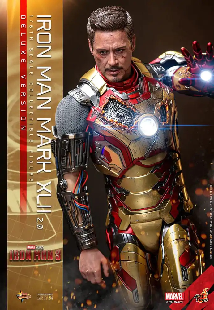 Iron Man 3 Movie Masterpiece Diecast 1/6 Iron Man Mark XLII (2.0) Deluxe akciófigura 32 cm termékfotó