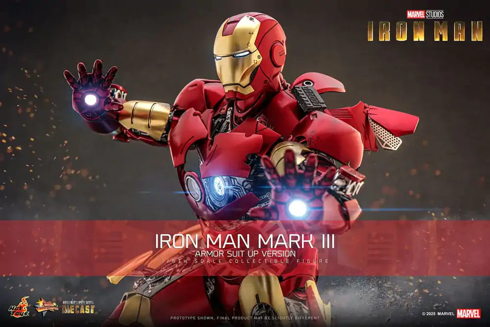 Iron Man Movie Masterpiece Diecast 1/6 Iron Man Mark III (Armor Suit Up Version) akciófigura 32 cm termékfotó
