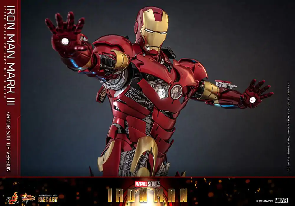 Iron Man Movie Masterpiece Diecast 1/6 Iron Man Mark III (Armor Suit Up Version) akciófigura 32 cm termékfotó