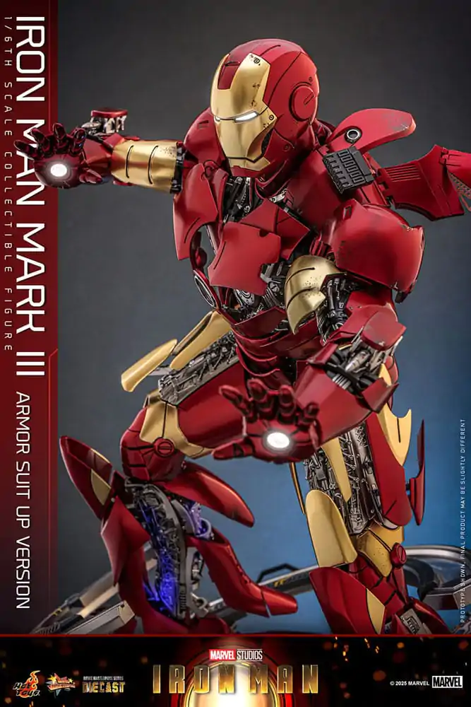 Iron Man Movie Masterpiece Diecast 1/6 Iron Man Mark III (Armor Suit Up Version) akciófigura 32 cm termékfotó