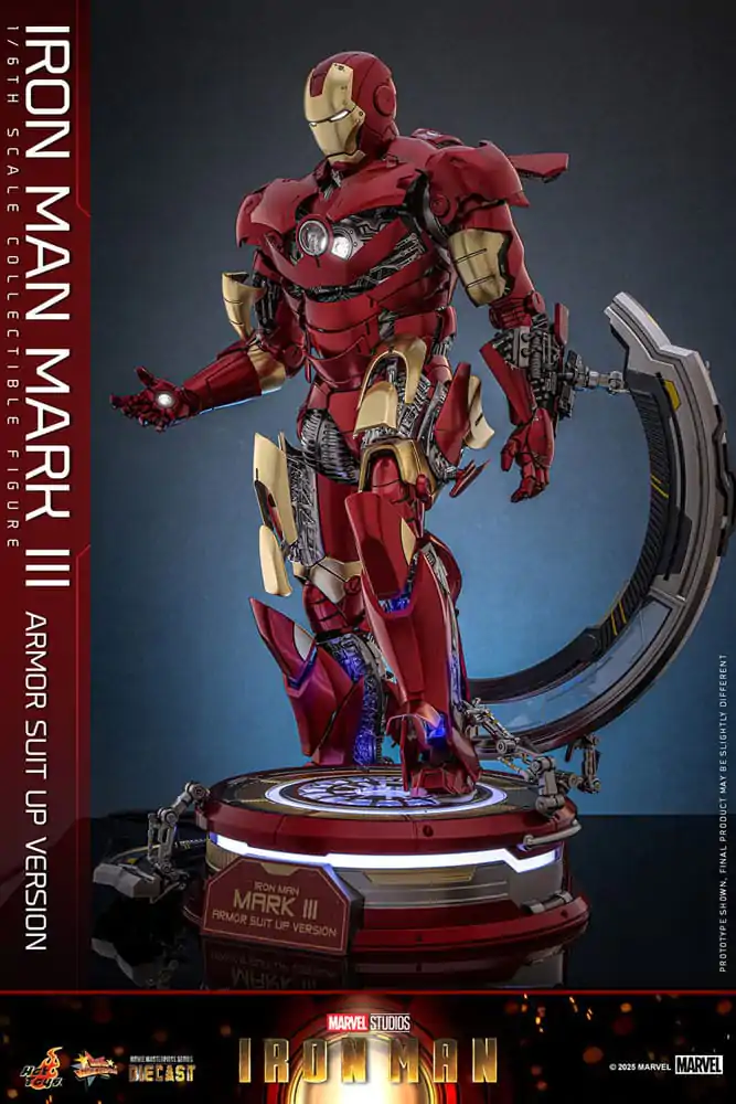 Iron Man Movie Masterpiece Diecast 1/6 Iron Man Mark III (Armor Suit Up Version) akciófigura 32 cm termékfotó