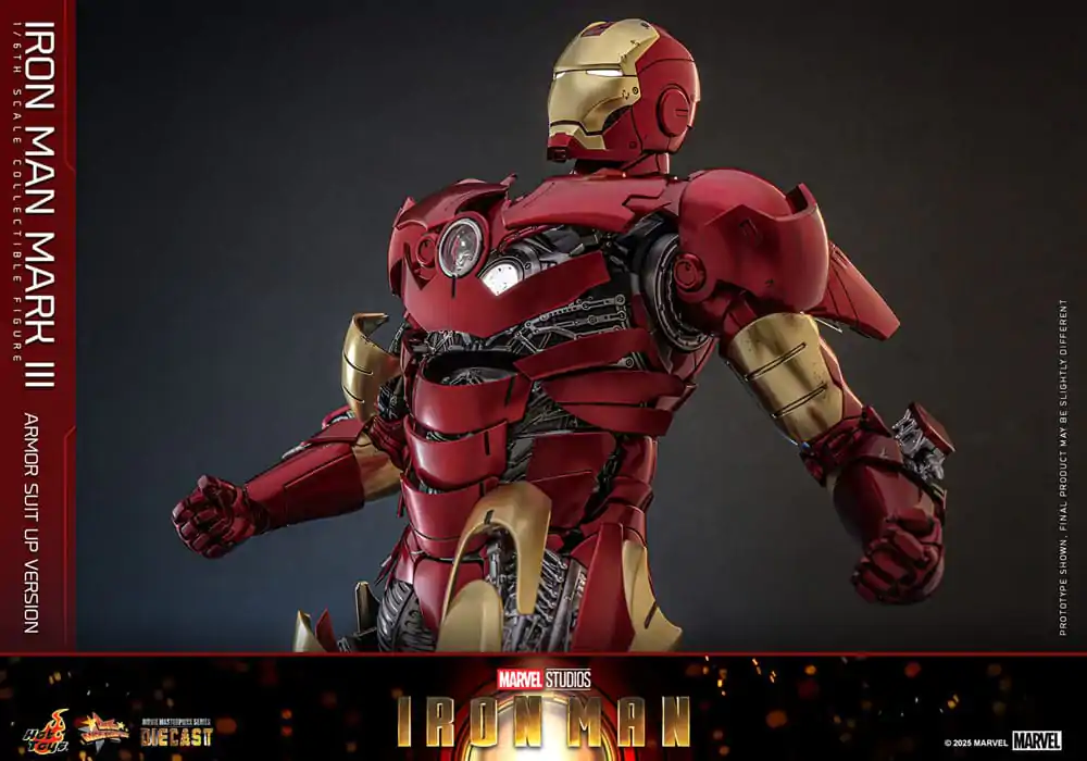 Iron Man Movie Masterpiece Diecast 1/6 Iron Man Mark III (Armor Suit Up Version) akciófigura 32 cm termékfotó
