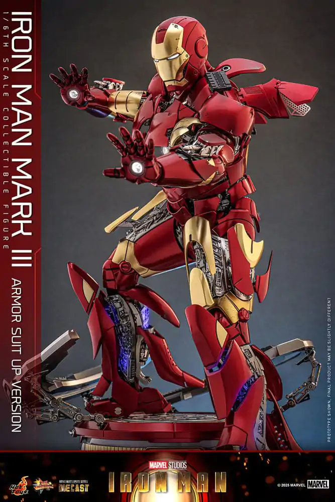 Iron Man Movie Masterpiece Diecast 1/6 Iron Man Mark III (Armor Suit Up Version) akciófigura 32 cm termékfotó