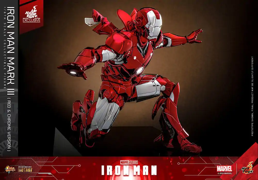 Iron Man Movie Masterpiece Diecast 1/6 Iron Man Mark III (Red &amp; Chrome Version) Hot Toys Exkluzív akciófigura 32 cm termékfotó