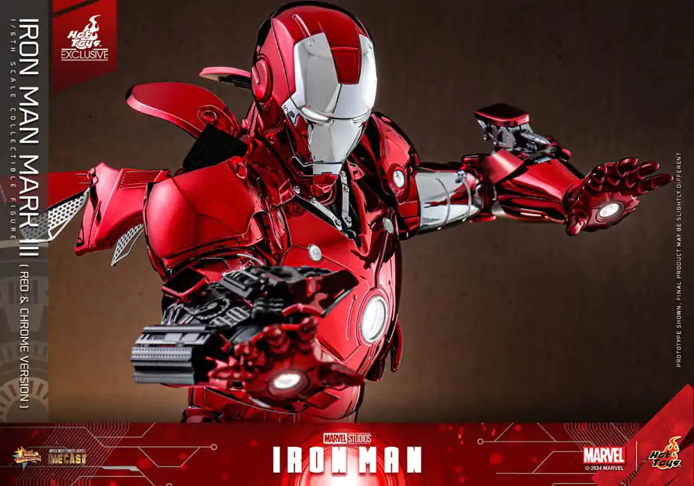 Iron Man Movie Masterpiece Diecast 1/6 Iron Man Mark III (Red &amp; Chrome Version) Hot Toys Exkluzív akciófigura 32 cm termékfotó