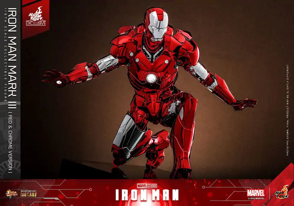 Iron Man Movie Masterpiece Diecast 1/6 Iron Man Mark III (Red &amp; Chrome Version) Hot Toys Exkluzív akciófigura 32 cm termékfotó