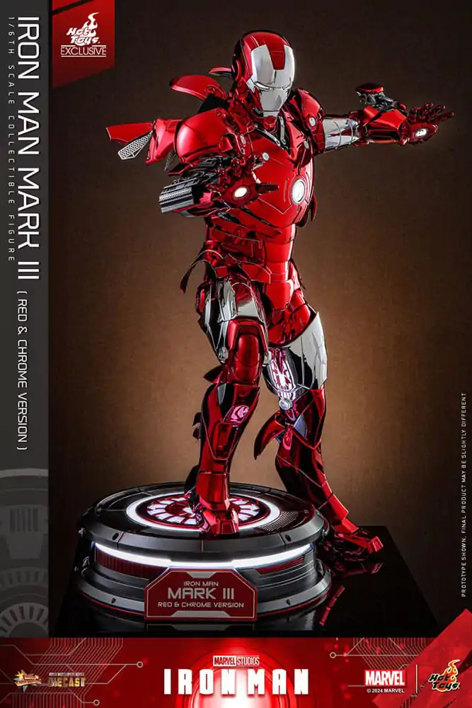 Iron Man Movie Masterpiece Diecast 1/6 Iron Man Mark III (Red &amp; Chrome Version) Hot Toys Exkluzív akciófigura 32 cm termékfotó