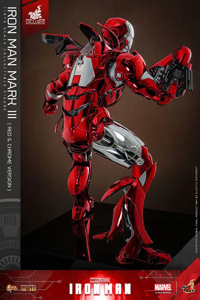 Iron Man Movie Masterpiece Diecast 1/6 Iron Man Mark III (Red &amp; Chrome Version) Hot Toys Exkluzív akciófigura 32 cm termékfotó