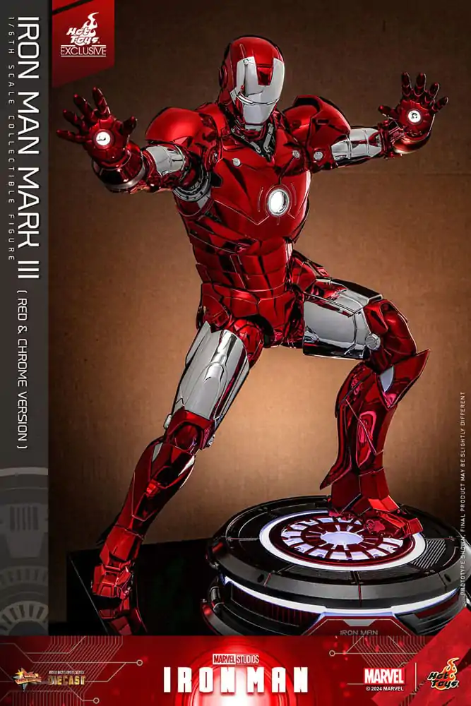 Iron Man Movie Masterpiece Diecast 1/6 Iron Man Mark III (Red &amp; Chrome Version) Hot Toys Exkluzív akciófigura 32 cm termékfotó