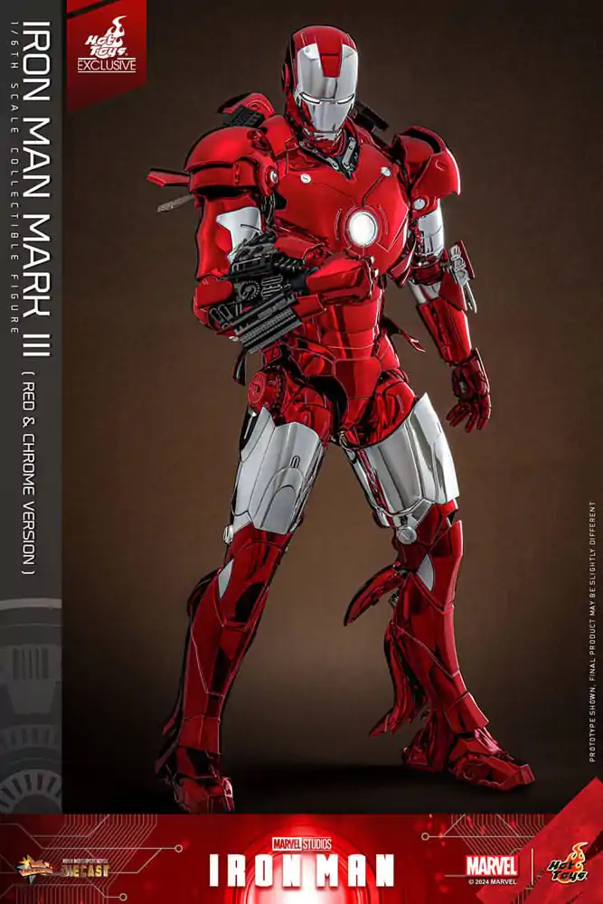 Iron Man Movie Masterpiece Diecast 1/6 Iron Man Mark III (Red &amp; Chrome Version) Hot Toys Exkluzív akciófigura 32 cm termékfotó