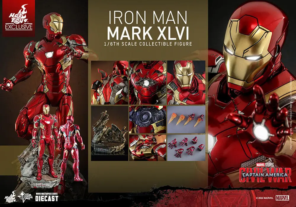 Iron Man Movie Masterpiece Diecast 1/6 Iron Man Mark XLVI akciófigura 32 cm termékfotó