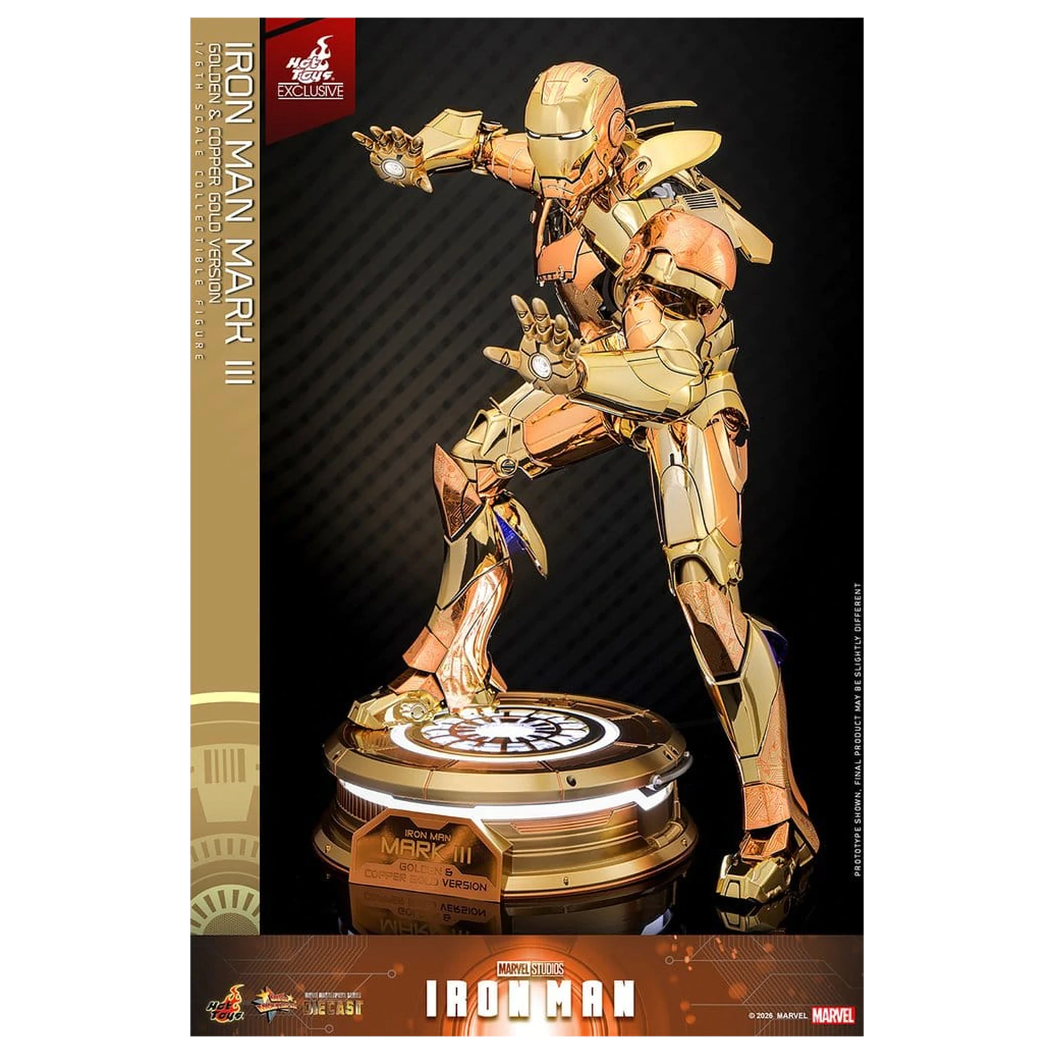 Iron Man Movie Masterpiece Diecast akciófigura 1/6 Iron Man Mark III (Golden & Copper Gold Version) Hot Toys Exkluzív 33 cm termékfotó