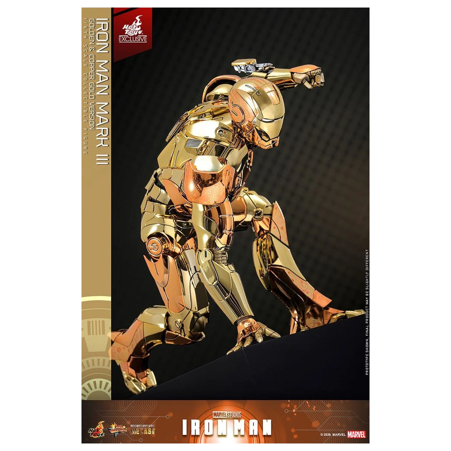 Iron Man Movie Masterpiece Diecast akciófigura 1/6 Iron Man Mark III (Golden & Copper Gold Version) Hot Toys Exkluzív 33 cm termékfotó