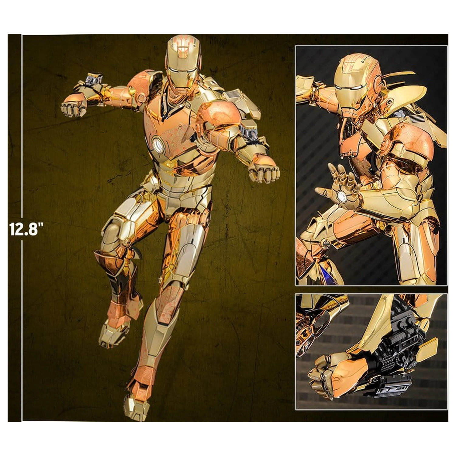 Iron Man Movie Masterpiece Diecast akciófigura 1/6 Iron Man Mark III (Golden & Copper Gold Version) Hot Toys Exkluzív 33 cm termékfotó