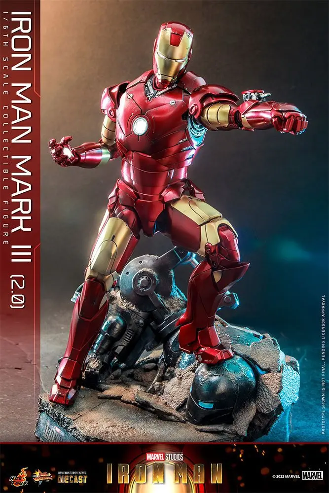 Iron Man Movie Masterpiece Series Diecast 1/6 Iron Man Mark III (2.0) akciófigura 32 cm termékfotó