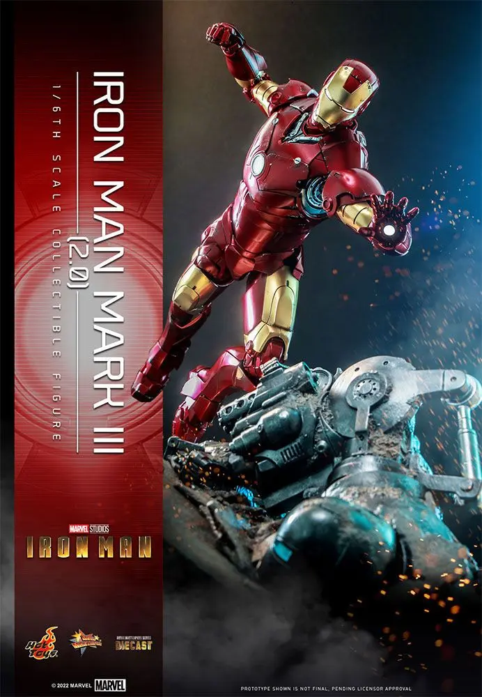 Iron Man Movie Masterpiece Series Diecast 1/6 Iron Man Mark III (2.0) akciófigura 32 cm termékfotó