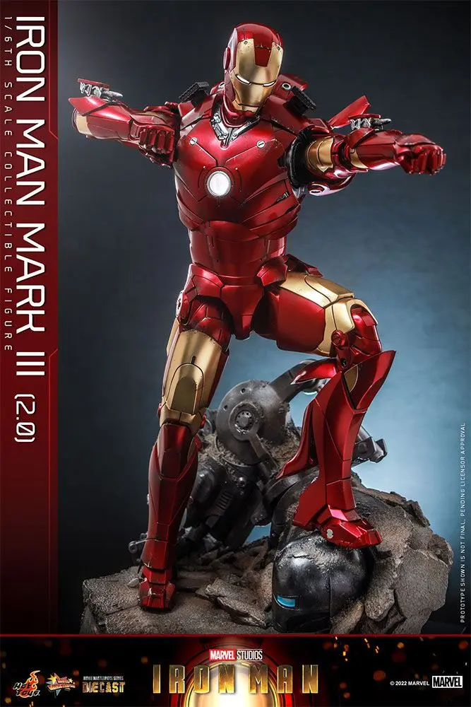 Iron Man Movie Masterpiece Series Diecast 1/6 Iron Man Mark III (2.0) akciófigura 32 cm termékfotó