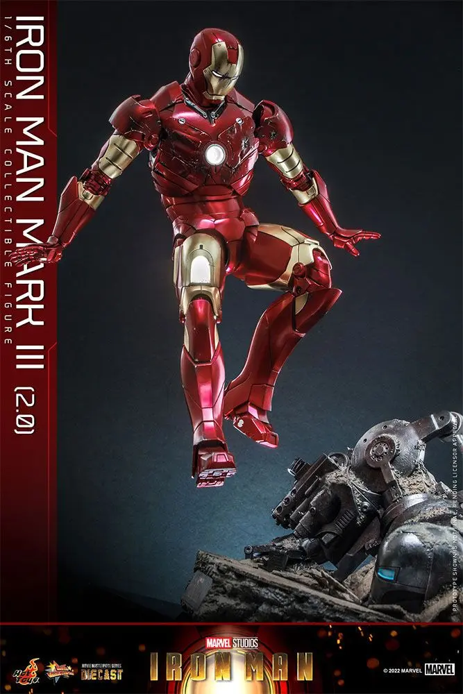 Iron Man Movie Masterpiece Series Diecast 1/6 Iron Man Mark III (2.0) akciófigura 32 cm termékfotó