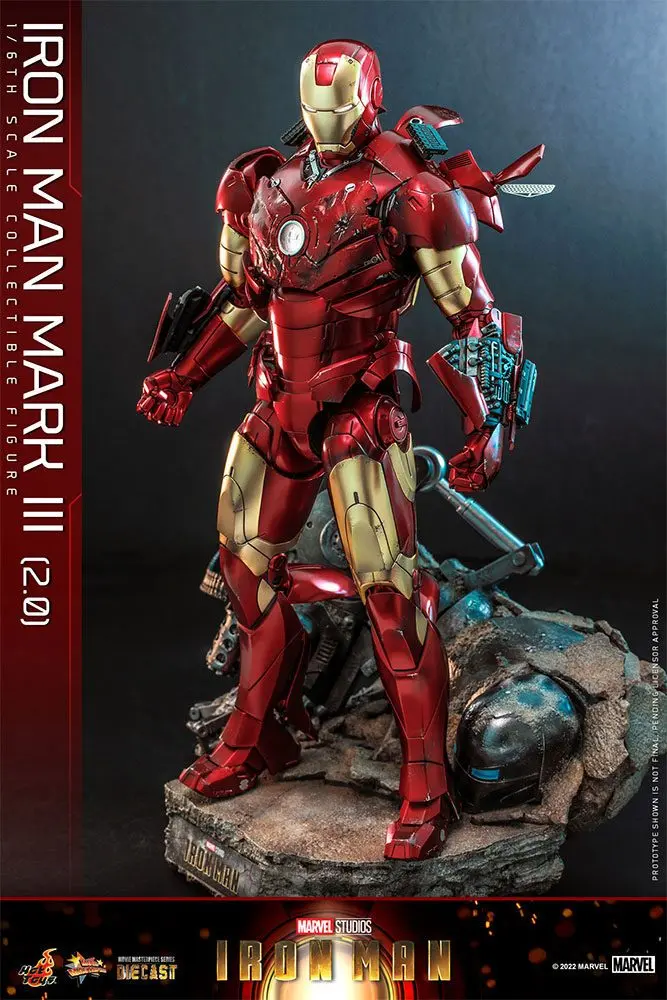 Iron Man Movie Masterpiece Series Diecast 1/6 Iron Man Mark III (2.0) akciófigura 32 cm termékfotó