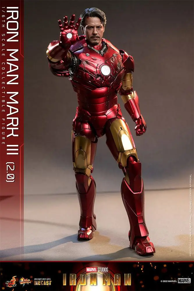 Iron Man Movie Masterpiece Series Diecast 1/6 Iron Man Mark III (2.0) akciófigura 32 cm termékfotó
