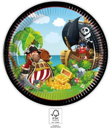 Island Pirates, Kalóz papírtányér 8 db-os 23 cm FSC termékfotó