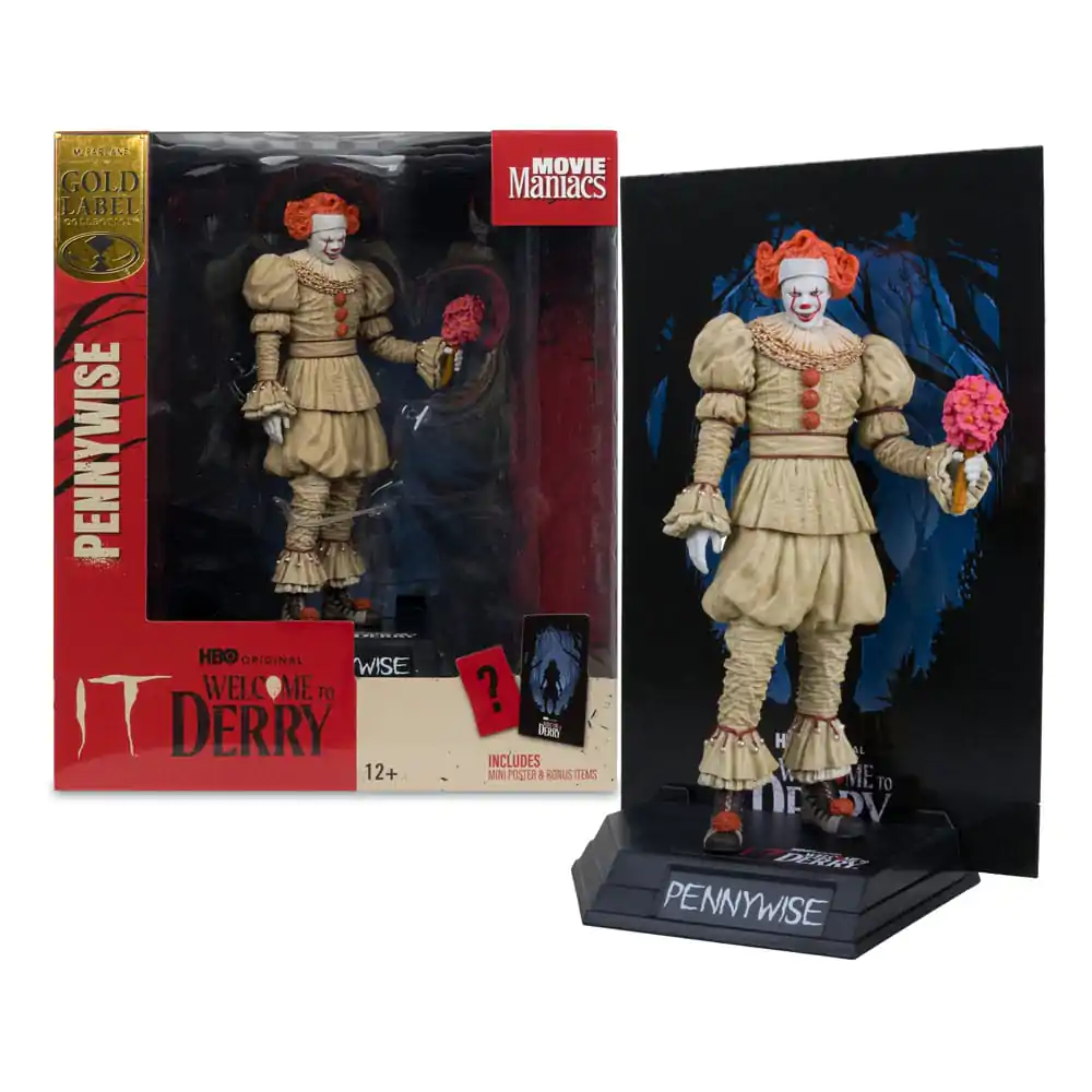 It: Welcome to Derry Movie Maniacs Pennywise (Flashback) (Gold Label) PVC szobor figura 16 cm termékfotó