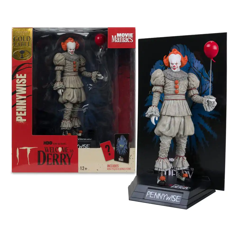 It: Welcome to Derry Movie Maniacs Pennywise (Gold Label) PVC szobor figura 16 cm termékfotó
