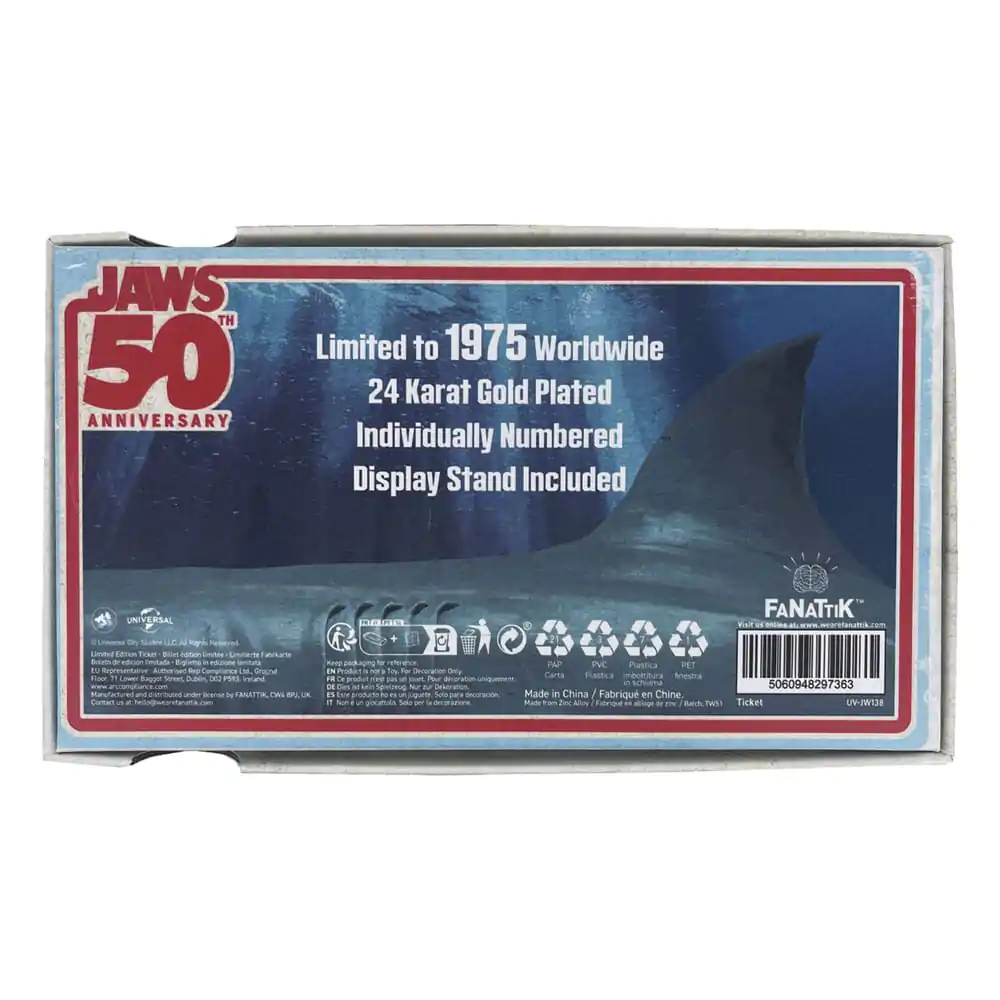 Jaws Replica 1/1 50th Anniversary Regatta Ticket 24k aranyozott termékfotó