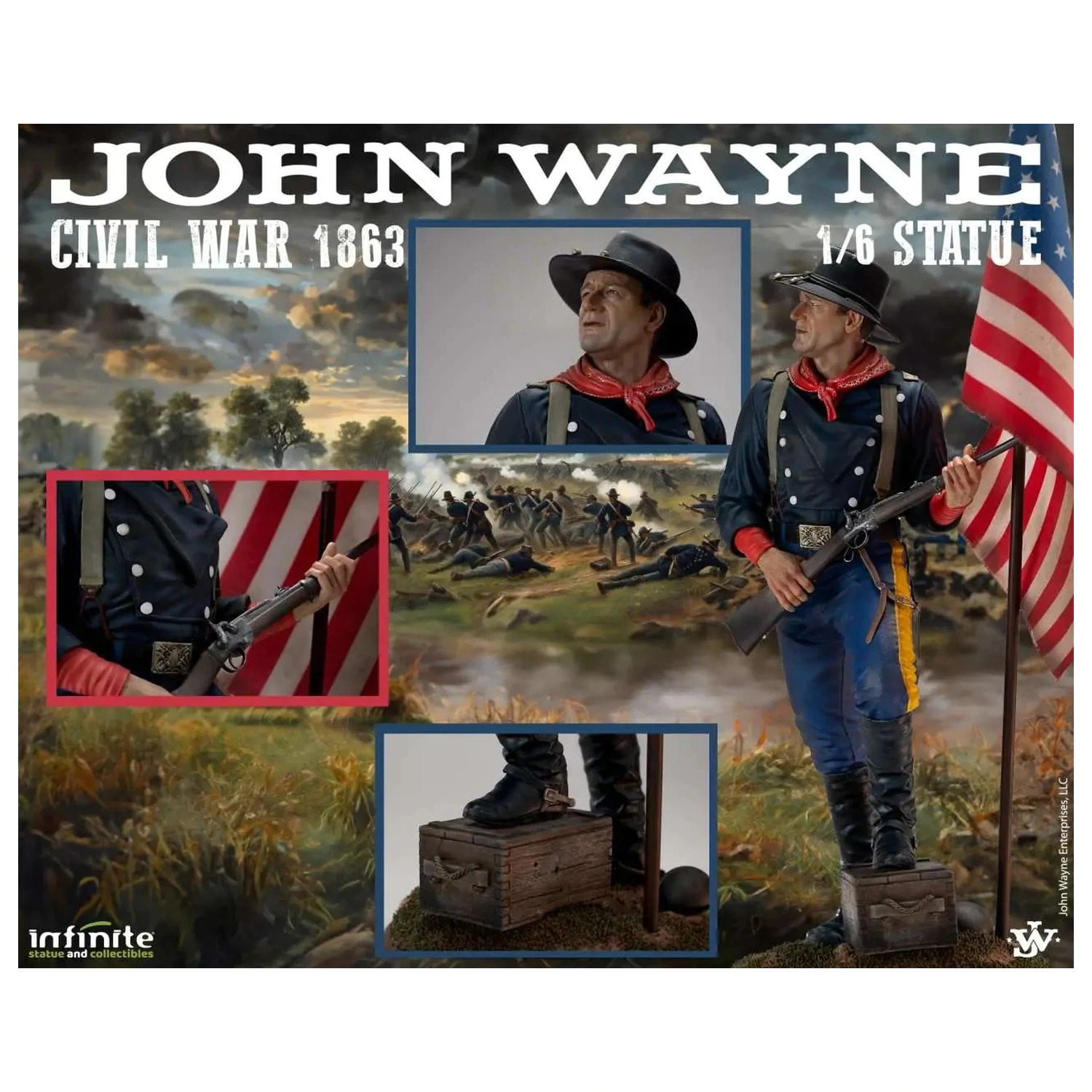 John Wayne Civil War 1863 szobor figura 1/6 48cm termékfotó