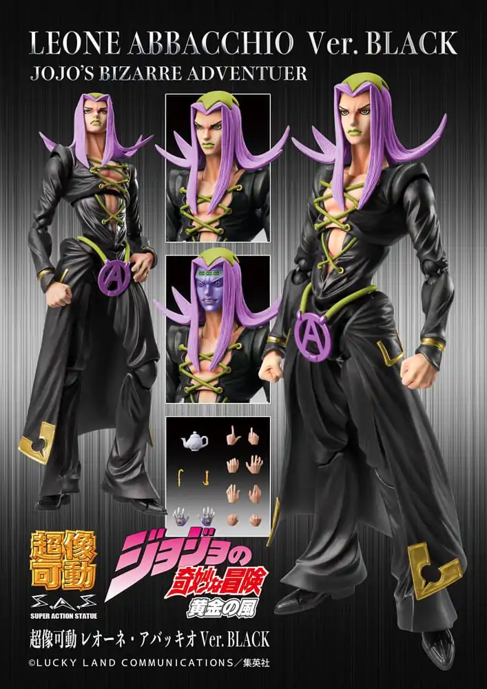 JoJo&#039;s Bizarre Adventure Part 5 Super Action akciófigura Chozokado Leone Abbacchio Black Ver. 16 cm termékfotó