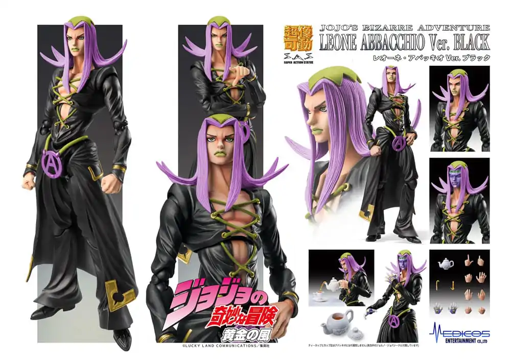 JoJo&#039;s Bizarre Adventure Part 5 Super Action akciófigura Chozokado Leone Abbacchio Black Ver. 16 cm termékfotó