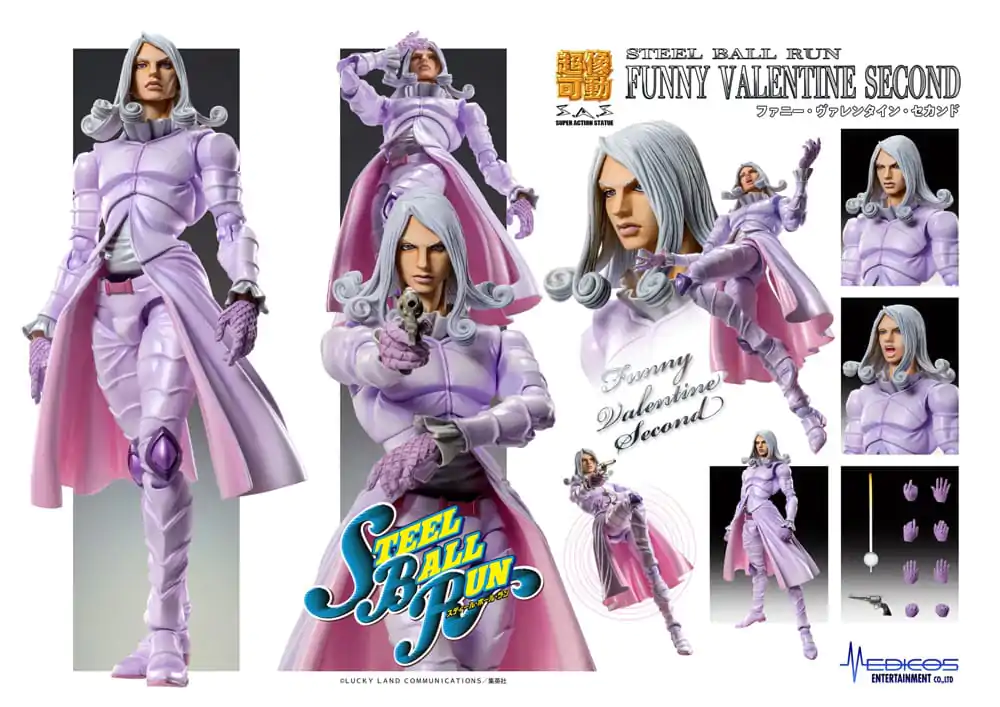 JoJo's Bizarre Adventure Part7 Steel Ball Run Super Action akciófigura Chozokado Funny Valentine Second 15 cm termékfotó