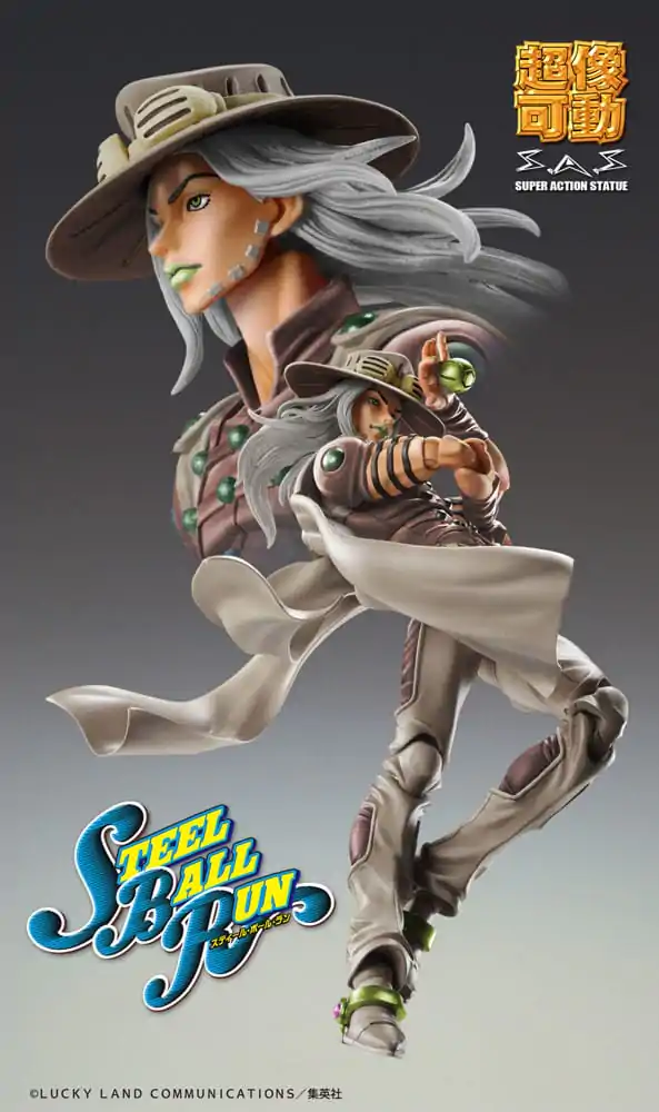 JoJo&#039;s Bizarre Adventure Part7 Steel Ball Run Super Action Chozokado Johnny Joestar Second akciófigura 15 cm termékfotó