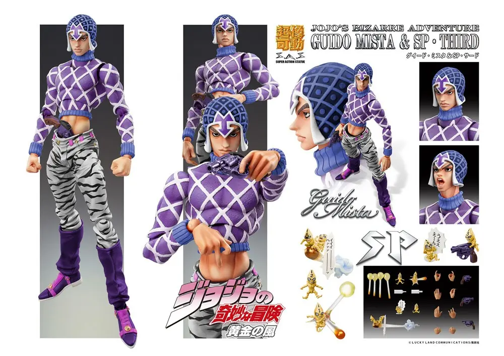 JoJo's Bizarre Adventure Part5 Super Action Chozokado (Guido Mista &amp; SP Third) akciófigura 15 cm termékfotó