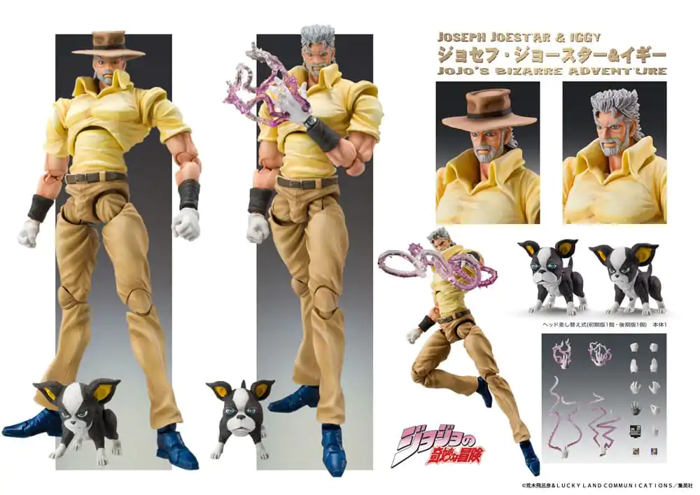 JoJo's Bizarre Adventure Super Action Chozokado (Joseph Joestar & Iggy) (3rd-run) akciófigura 15 cm termékfotó