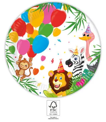 Jungle Balloons, Dzsungel papírtányér 8 db-os 23 cm FSC termékfotó