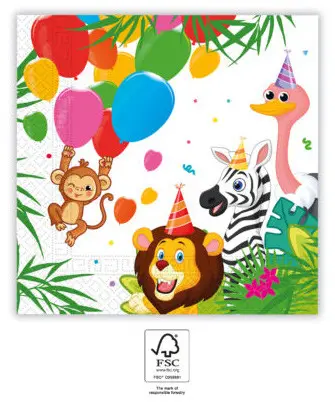 Jungle Balloons, Dzsungel szalvéta 20 db-os 33x33 cm FSC termékfotó