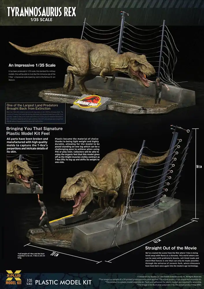 Jurassic Park 1/35 Tyrannosaurus Rex Műanyag modell készlet 42 cm termékfotó